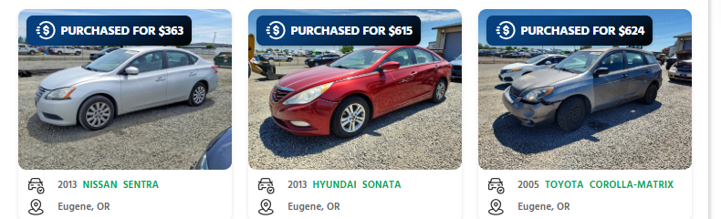 sell a junk car in oregon cashforcars Cars CashForCars bought in Eugene, Oregon