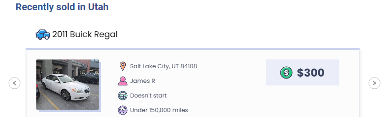 sell a junk car in utah wheelzy Wheelzy recently sold in Utah: a 2011 Buick Regal that doesn't start, under 150,000 miles, in Salt Lake City, $300