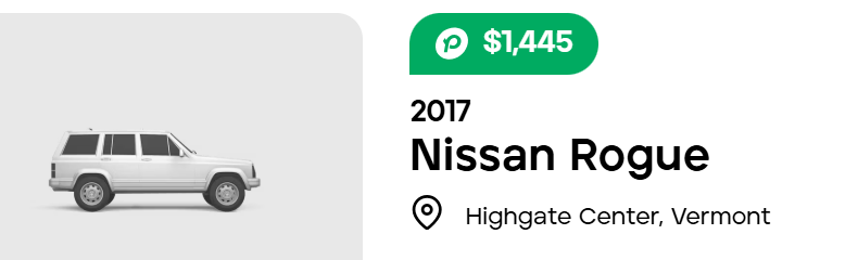 sell a junk car in vermont peddle Peddle recent purchase tile: a 2017 Nissan Rogue in Highgate Center, Vermont, bought for $1,445