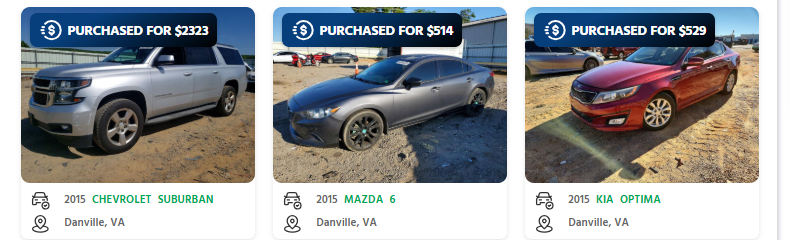 sell a junk car in virginia cashforcars CashForCars purchases in Danville, Virginia: a 2015 Chevrolet Suburban, a 2015 Mazda 6 and a 2015 Kia Optima