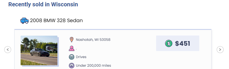 sell a junk car in wisconsin wheelzy Wheelzy recently sold in Wisconsin: a 2008 BMW 328 sedan that drives, under 200,000 miles, in Nashotah, $451