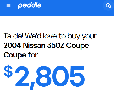 sell car with high oil consumption Peddle.com 2004 Nissan 350Z quote Peddle quote for 2004 Nissan 350Z with high oil consumption